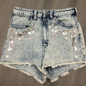 Jeweled jean shorts, stretch and comfy!